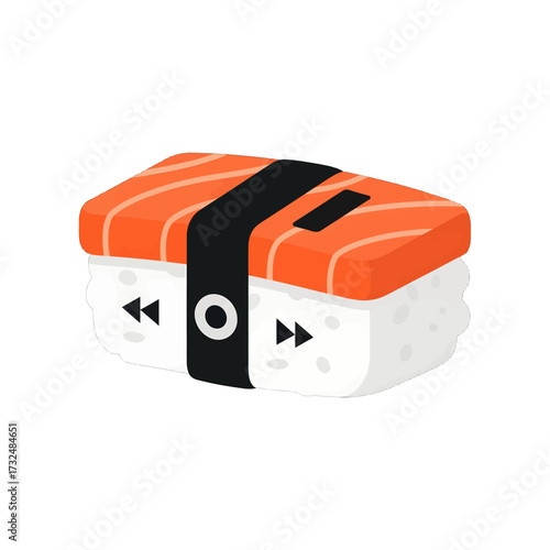 Sushi music player creative design with salmon topping.