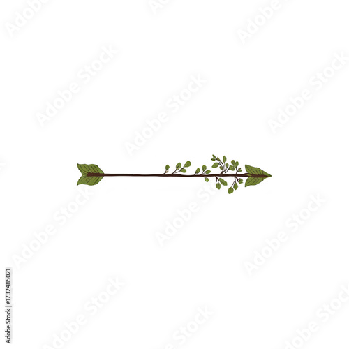 Elegant arrow with growing leaves symbolizes new beginnings