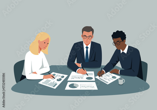 Business meeting analysis conference room professional environment collaborative viewpoint strategy development