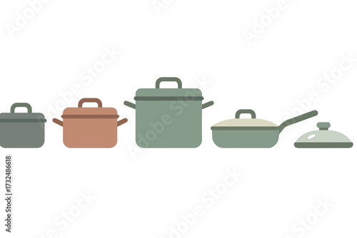 Diverse collection of essential kitchen cookware including various pots, saucepans, and lids for everyday home cooking