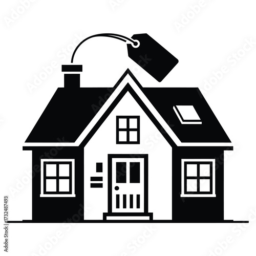 House with a price tag for sale or rent