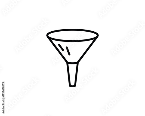 Scalable vector line drawing illustration of a simple funnel eps icon silhouette vector illustration white background
