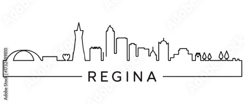 Bild auf Leinwand Regina Line Art skyline silhouette