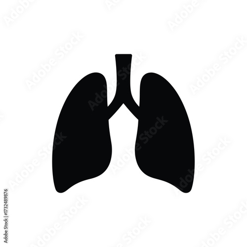 Black silhouette of human lungs on white background