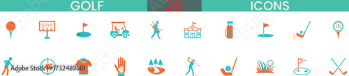 Golf icon set professional sport collection graphics vector