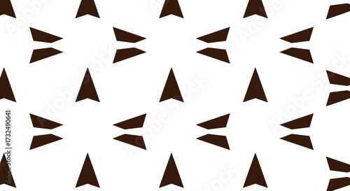 Brown arrowheads and angled trapezoids, aligned on white
