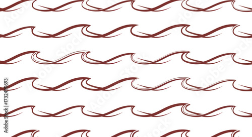 Pattern of stylized, simple, dark maroon waves on a white background