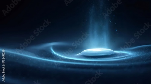 青い抽象的な水面からの光の柱と背景