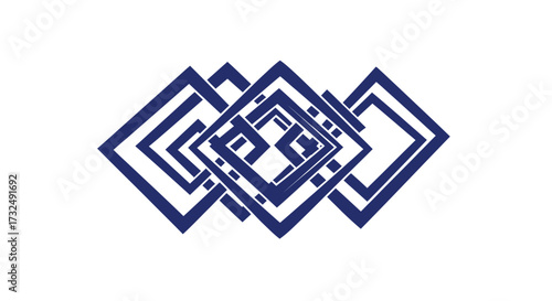 Interlocking blue squares design