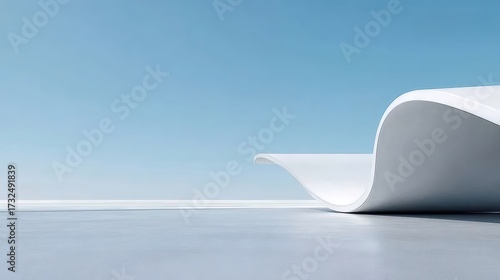 明るい青空を背景にした抽象的な白い構造