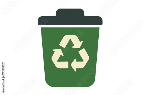 Green recycling bin with universal symbol for waste management and environmental conservation efforts, promoting sustainability and eco-friendly practices