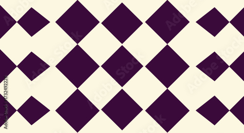 Dark plum diamonds alternate with off-white, creating a geometric pattern