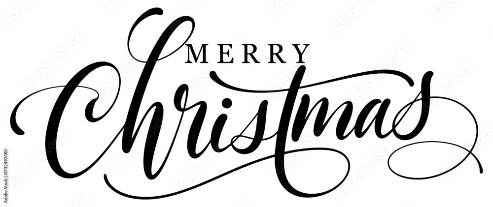 Fototapeta premium Merry christmas lettering calligraphy vector eps