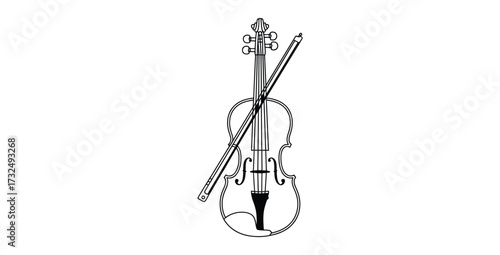 Elegant Violin and Bow Illustration Symbol of Music and Artistry