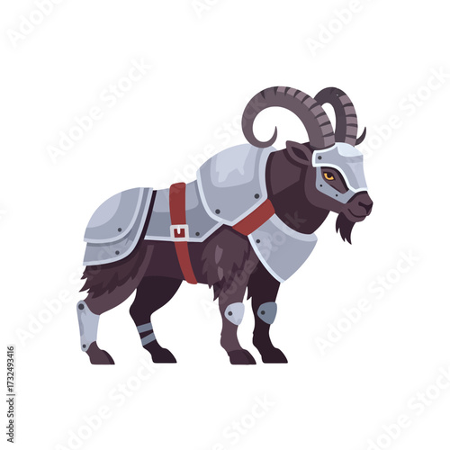 Armored Goat Standing Proudly Ready for Battle in Armor.