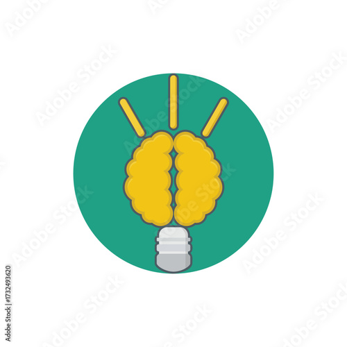 A creative light bulb with a brain inside symbolizing a bright idea, innovation, and intelligence, perfect for concepts of genius and discovery isolated on transparent background