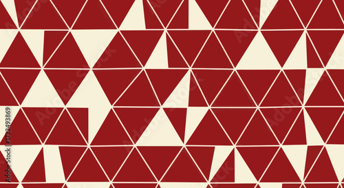 Geometric pattern of dark red and off-white triangles