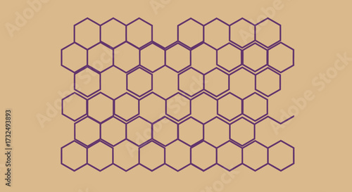 Purple hexagons tessellate on tan background