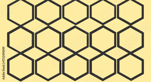 Interlocked dark hexagons on tan