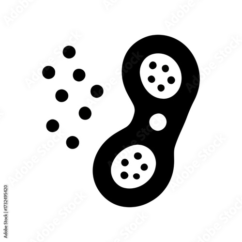 Abstract representation of cell division and scattering particles