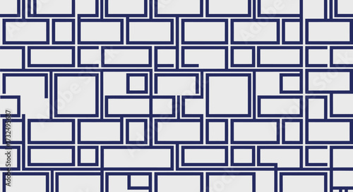 Geometric pattern of varying rectangles in dark blue on light gray