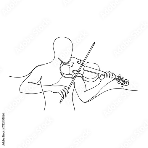 Minimalist Line Art Depicting a Violinist in Action.