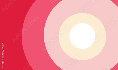 Concentric circles of pink and red hues create a vibrant abstract background pattern
