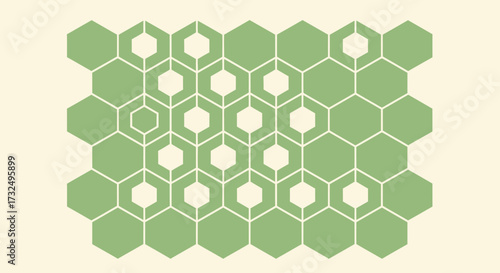 Green hexagons create a patterned, connected, network-like image