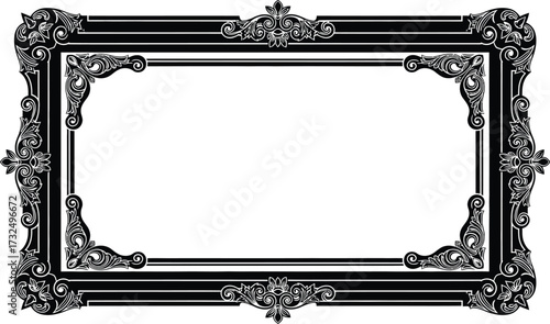 Vintage baroque engraving photo frame. Vintage frame with clipping path