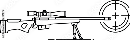Gun outline with target vector illustration icon 