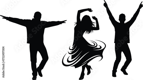 Dancers dancing silhouette editable vector illustration silhouette icons