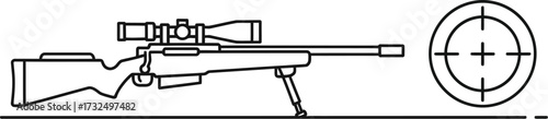 Gun outline with target vector illustration icon 