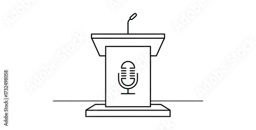 Podium illustration with microphone ready for public speaking or presentation