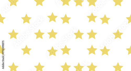 Star pattern. Gold, five-pointed stars against white background. Some stars are paired