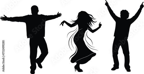 Dancers dancing silhouette editable vector illustration silhouette icons