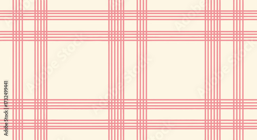 Light cream background with coral pink plaid pattern