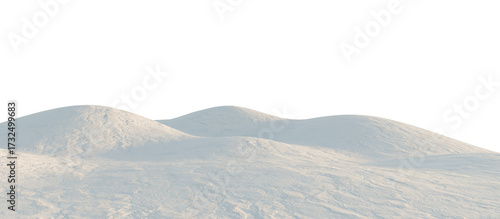 Winter Snowy Hills Frozen Landscape with White Terrain. 3D rendering.