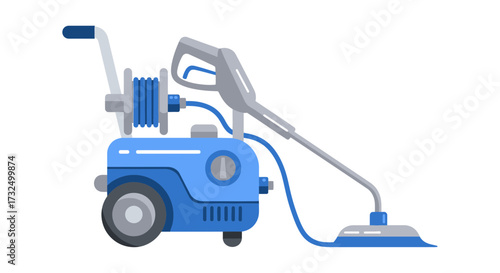 A Simple Illustration of a Blue and Grey Pressure Washer Machine