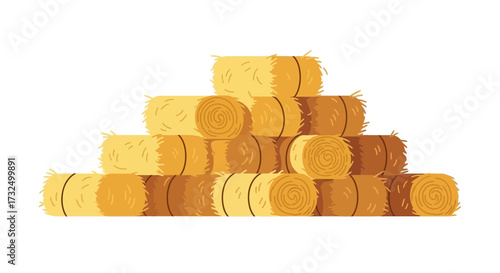 A Stacked Composition of Golden Hay Bales Depicting Harvest Season