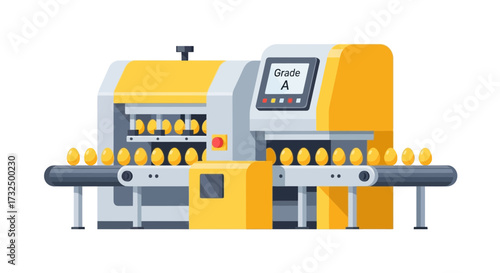Automated egg sorting and grading machine vector illustration design