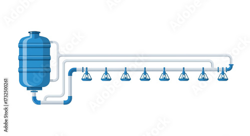Automated irrigation system with water tank and multiple sprinklers