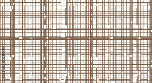 A dense network of brown, irregularly spaced, horizontal & vertical lines over a plain white background
