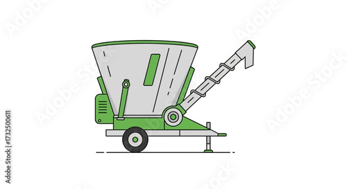 Detailed Illustration of Agricultural Feed Mixer Wagon for Livestock Feeding
