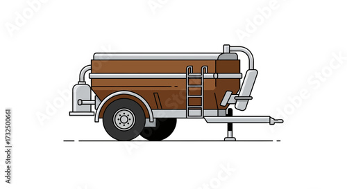 Detailed Minimalist Illustration of a Trailer with a Large Brown Tank