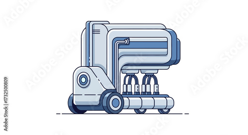 Futuristic robotic medical device in flat illustration design style