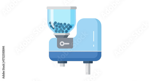Gumball machine illustration with blue color scheme and simple style