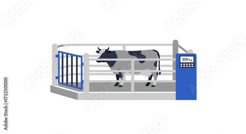 Illustration of a cow inside a livestock scale for weight management