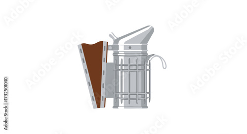 Illustration of a modern beekeeping smoker used to calm honeybees
