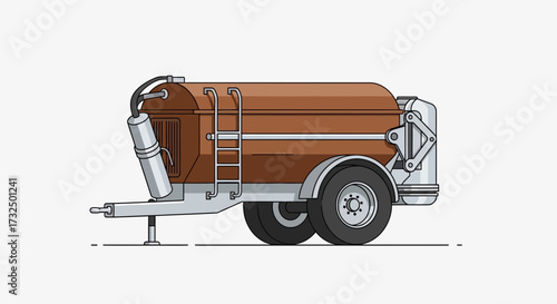 Isolated brown tank trailer equipment for transporting fluids and gas