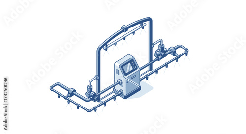 Irrigation System Isometric Illustration for Automated Agriculture concept